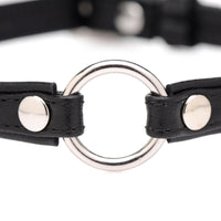 Fiery Pet Leather Choker with Silver Ring - TFA