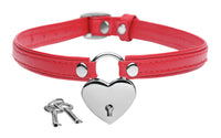 Heart Lock Leather Choker with Lock and Key - TFA