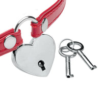 Heart Lock Leather Choker with Lock and Key - TFA