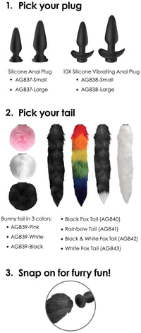 Large Vibrating Anal Plug with Interchangeable Fox Tail - TFA