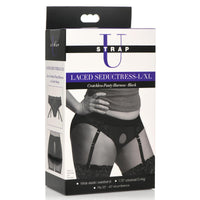 Laced Seductress Crotchless Panty Harness with Garter Straps