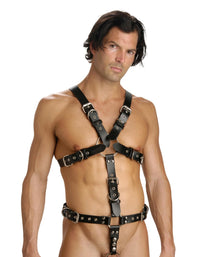 Strict Leather Body Harness with Cock Ring - Medium Large - TFA