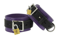 Strict Leather Purple and Black Deluxe Locking Wrist Cuffs - TFA