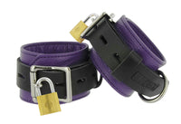Strict Leather Purple and Black Deluxe Locking Wrist Cuffs - TFA