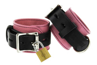 Strict Leather Pink and Black Deluxe Locking Ankle Cuffs - TFA