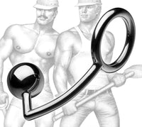 Tom of Finland Stainless Steel Cock Ring with Anal Ball- Blemished - TFA