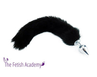 15" Faux Black Cat Tail Butt Plug - THE FETISH ACADEMY 