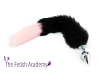 15" Pink and Black FAUX Fox Tail Butt Plug - TFA