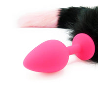 15" Pink and Black FAUX Fox Tail Butt Plug - TFA