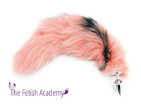 20"-22" LIMITED EDITION Dyed Platinum Fox Tail Butt Plug - Flamingo Pink - TFA