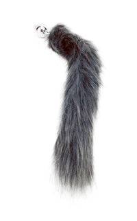 15" Grey FAUX Fox Tail Butt Plug - TFA