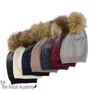 Bedazzled Cashmere Pom Beanie - THE FETISH ACADEMY 