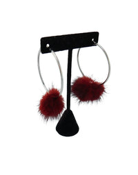 Mink Fur Pom Hoop Earrings - THE FETISH ACADEMY 