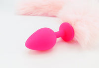 Black and Pink Faux Fox Ears and Tail Set - Pink Tail - THE FETISH ACADEMY 