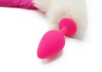 14"-16" Dyed White Fox Tail Butt Plug - Pink Gradient - TFA