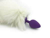 White Faux Fox Tail and Blue Ears Set - THE FETISH ACADEMY 