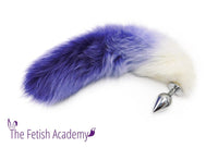 14"-16" Dyed White Fox Tail Butt Plug - Purple Gradient - TFA