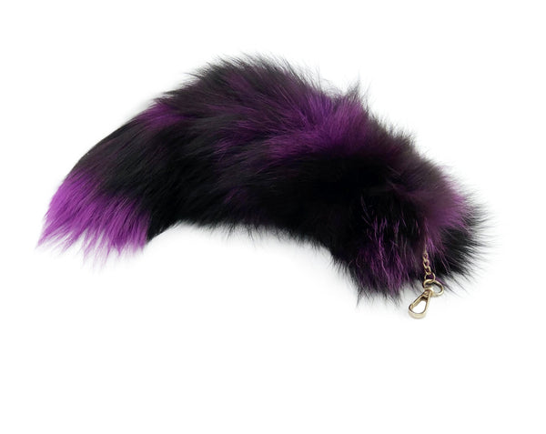 Dyed Silver Fox Clip on Tail - Purple and Black Gradient - TFA