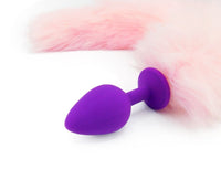 15" White and Pink FAUX Fox Tail Butt Plug - TFA