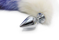 14"-16" Dyed White Fox Tail Butt Plug - Purple Gradient - TFA