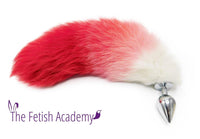 14"-16" Dyed White Fox Tail Butt Plug - Red Gradient - TFA