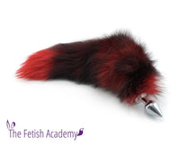 15" Red Dyed Silver Fox Tail Butt Plug - TFA