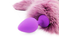 16"-18” Stunning Violet Dyed White Fox Tail Butt Plug - TFA