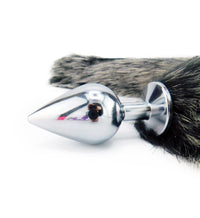 15" Silver FAUX Wolf Tail Butt Plug - TFA